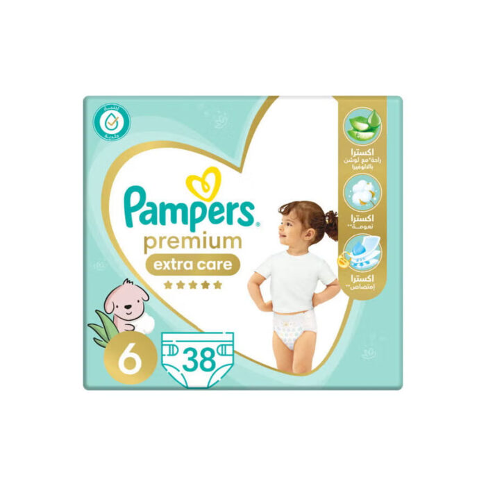 Premium EXTRA CARE Diapers, Size 6, 38 Baby Diapers - Image 1