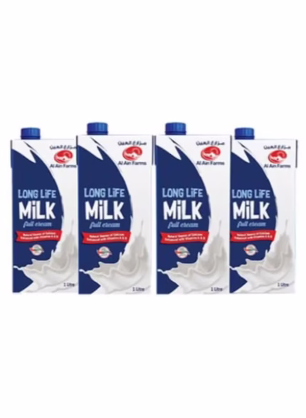 Long Life Milk Full Cream Plain 1Liters Pack of 4