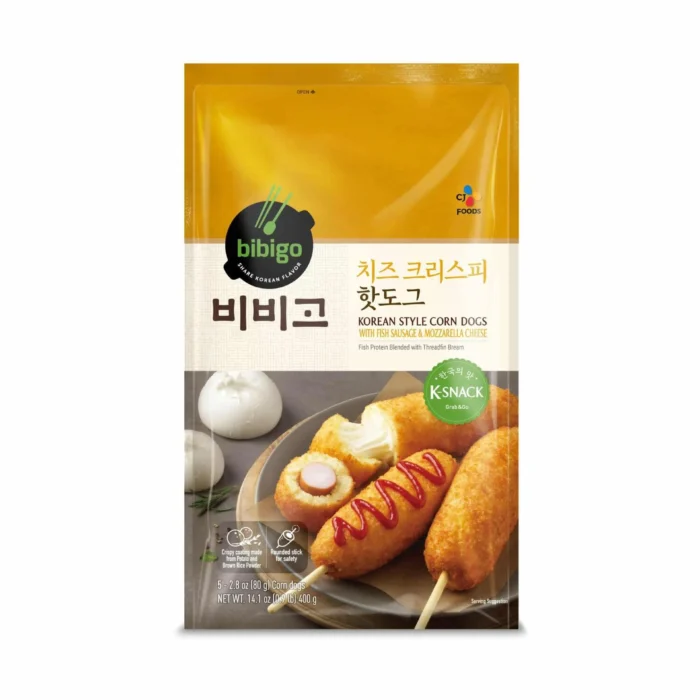 Bibigo Korean Style Corn Dogs with Fish Sausage & Mozzarella Cheese 400 g - Image 1